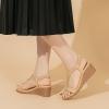 imageAmoji Womens Wedge Heels Sandals Comfortable Dressy Summer Shoes Elastic Strap 603604apricot