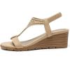 imageAmoji Womens Wedge Heels Sandals Comfortable Dressy Summer Shoes Elastic Strap 603604apricot