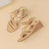 imageAmoji Womens Wedge Heels Sandals Comfortable Dressy Summer Shoes Elastic Strap 603605apricot