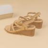 imageAmoji Womens Wedge Heels Sandals Comfortable Dressy Summer Shoes Elastic Strap 603605apricot