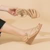 imageAmoji Womens Wedge Heels Sandals Comfortable Dressy Summer Shoes Elastic Strap 603605apricot