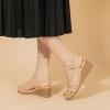 imageAmoji Womens Wedge Heels Sandals Comfortable Dressy Summer Shoes Elastic Strap 603605apricot