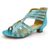 imageAmoji Girls High Heels Kid Ankle Strap Dress Shoes Wedding Party for Little Kid Big Kid 412421blue