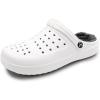 imageAmoji Unisex Winter Fleece Clog Fur Lined Garden Shoes House Slippers D8818Whitegrey