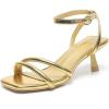 imageAmoji Women 25 Inch Kitten Heels Two Strap Party Wedding Dress Shoes FZ327Gold