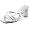 imageAmoji Women 3 Inch Slip On Heels Lady Heeled Sandal 332Silver