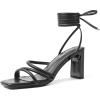 imageAmoji Women 3 Inch Strappy Heels Lady Strap Up Heeled Sandal Wedding Party Shoes 331Black