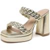 imageAmoji Women 4 Inch Platform Chunky Heels Two Strap Slip On Heeled Braided Sandals 314314gold