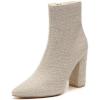 imageAmoji Women 4 Inch Rhinestone Heeled Boots Pointed Toe Chunky Boot With ZipperSequinbeige