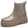 imageAmoji Women Chelsea Rain Boots Cute Chunky Platform Rainboots Lady Wellies Women Rubber Boots Khaki Szie 758