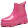 imageAmoji Women Chelsea Rain Boots Cute Chunky Platform Rainboots Lady Wellies Women Rubber Boots Pink Szie 885