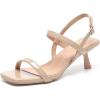 imageAmoji Womens 25 Inch Low Dressy Shoes Kitten Heels Ankle Strap Heeled Sandals Party Wedding Shoes FZ326 Nude Heels Size 9 women