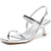 imageAmoji Womens 25 Inch Low Kitten Heels Ankle Strap Party Wedding Dress Shoes FZ326Silver