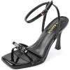 imageAmoji Womens 4 Inch Bow Heels Ankle Strap for Wedding Party Dress Shoes 330Black