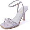 imageAmoji Womens 4 Inch Bow Heels Ankle Strap for Wedding Party Dress Shoes 330Purple