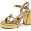 imageAmoji Womens 4 Inch Platform Chunky Heel Cross Straps Block Y2K Heeled Sandals 312Gold