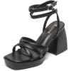 imageAmoji Womens 4 Inch Platform Chunky Heel Strappy Ankle Strap Block Heeled Sandals 305Publack