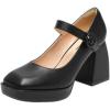 imageAmoji Womens 4 Inch Platform Mary Janes Shoes High Chunky Heels Bridal Dress Wedding Party Pump Shoes 306Blackpu