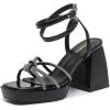 imageAmoji Womens 4 Inch Rhinestone Block Platform Heeled Sandal Wedding Party 3164inchpublack