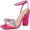 imageAmoji Womens 4 Inch Rhinestone Bowknots Block Heeled Crystal Sandal Ankle Strap Clear Heels 3154inchsatinrose
