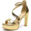 imageAmoji Womens Block Heels 4 Inch Platform Ankle Strap Lady Heeled Sandals FZ3254inchpugold