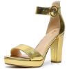 imageAmoji Womens Chunky Platform Heels 4 Bowknot Heeled Sandal Wedding With Ankle Strap 302F4Goldpupu