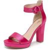 imageAmoji Womens Chunky Platform Heels 4 Bowknot Heeled Sandal Wedding With Ankle Strap 302F4Rosesatin