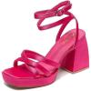 imageAmoji Womens Pink Platform Heels Chunky Heeled Sandals Dressy Block Heels Strappy Thick Heels Prom Wedding Shoes 305 Hot Pink Fuchsia Size 8 Women