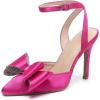 imageAmoji Womens Stilettos Rhinestone High Heels 4 Pumps Ankle Strappy for Wedding Party Dressing Dress Shoes 308Bowrosesatin