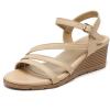 imageAmoji Womens Wedge Heels Sandals Comfortable Dressy Summer Shoes Elastic Strap 603605apricot