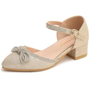 imageAmoji Girls High Heels Kid Ankle Strap Dress Shoes Wedding Party for Little Kid Big Kid 412413goldglitter