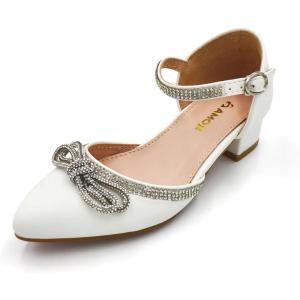imageAmoji Girls High Heels Kid Ankle Strap Dress Shoes Wedding Party for Little Kid Big Kid 412413whitepu