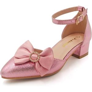 imageAmoji Girls High Heels Kid Ankle Strap Dress Shoes Wedding Party for Little Kid Big Kid 412417pink