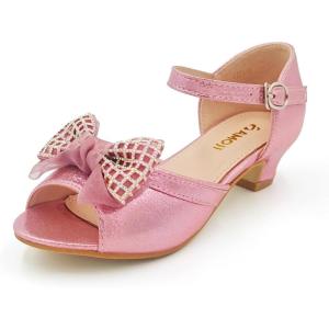 imageAmoji Girls High Heels Kid Ankle Strap Dress Shoes Wedding Party for Little Kid Big Kid 412419pink