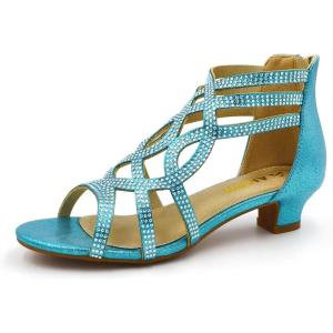 imageAmoji Girls High Heels Kid Ankle Strap Dress Shoes Wedding Party for Little Kid Big Kid 412420blue