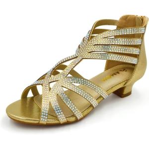 imageAmoji Girls High Heels Kid Ankle Strap Dress Shoes Wedding Party for Little Kid Big Kid 412421gold