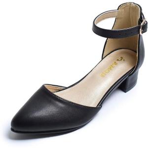 imageAmoji Girls High Heels Kid Ankle Strap Dress Shoes Wedding Party for Little Kid Big Kid 412Black