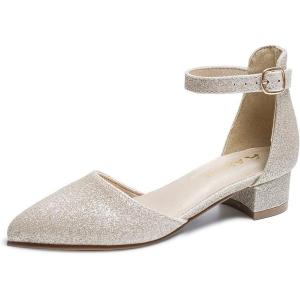 imageAmoji Girls High Heels Kid Ankle Strap Dress Shoes Wedding Party for Little Kid Big Kid 412Gold