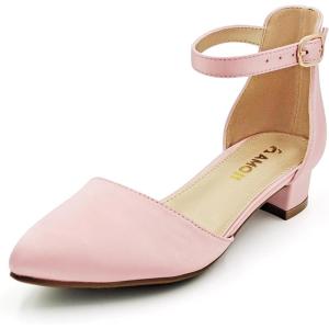 imageAmoji Girls High Heels Kid Ankle Strap Dress Shoes Wedding Party for Little Kid Big Kid 412Pink
