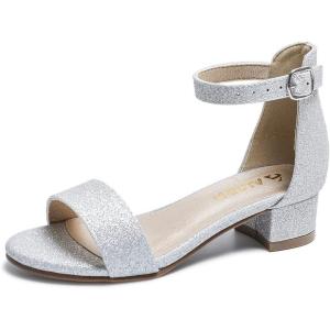 imageAmoji Girls High Heels Kid Ankle Strap Dress Shoes Wedding Party for Little Kid Big Kid 412Singlesilver