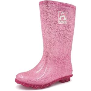 imageAmoji Gril Glitter Easy On Rain Boots Rubber Waterproof Boots Little KidBig KidPink