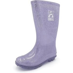 imageAmoji Gril Glitter Easy On Rain Boots Rubber Waterproof Boots Little KidBig KidPurple