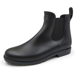 imageAmoji Unisex Ankle Chelsea Rain Short Rubber Boots 919Black