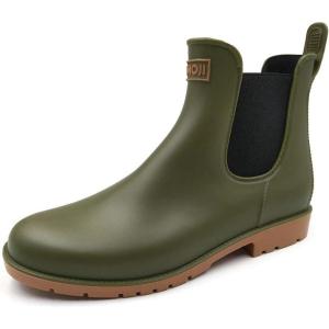 imageAmoji Unisex Ankle Chelsea Rain Short Rubber Boots 919Olive