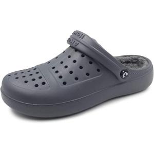 imageAmoji Unisex Winter Fleece Clog Fur Lined Garden Shoes House Slippers D8818Greygrey