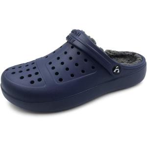 imageAmoji Unisex Winter Fleece Clog Fur Lined Garden Shoes House Slippers D8818Navygrey