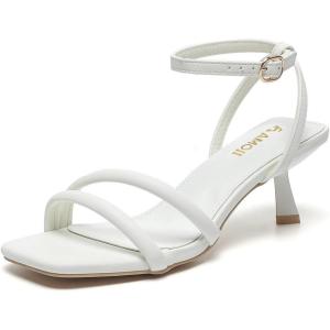 imageAmoji Women 25 Inch Kitten Heels Two Strap Party Wedding Dress Shoes FZ327White