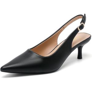 imageAmoji Womens 2 Inch Pointed Toe Low Kitten Heel Slingback Pump Party Wedding Dress Shoes FZ321Black