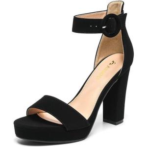 imageAmoji Womens Chunky Platform Heels 4 Bowknot Heeled Sandal Wedding With Ankle Strap 302F4Blacknubuck