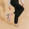 imageAmoji Womens Silver Platform Heels Chunky Heeled Sandals Dressy Block Heels Strappy Thick Heels Prom Wedding Shoes 305 Silver Size 7 Women